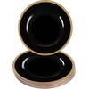 image:imagePARTY BARGAINS 13Inch Charger Plates  8 Pack Organic Collection Black Gold Rim HeavyDuty Disposable Chargers for Elegant Dining  Ideal for Weddings and Formal EventsBlack With Gold Rim