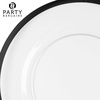 image:imagePARTY BARGAINS 13Inch Charger Plates  8 Pack Organic Collection Black Gold Rim HeavyDuty Disposable Chargers for Elegant Dining  Ideal for Weddings and Formal EventsBlack Rim