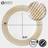 image:imagePARTY BARGAINS 13Inch Charger Plates  8 Pack Organic Collection Black Gold Rim HeavyDuty Disposable Chargers for Elegant Dining  Ideal for Weddings and Formal EventsGold Textured