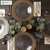 image:imagePARTY BARGAINS 13Inch Charger Plates  8 Pack Organic Collection Black Gold Rim HeavyDuty Disposable Chargers for Elegant Dining  Ideal for Weddings and Formal EventsGold Textured