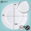 image:imagePARTY BARGAINS 13Inch Charger Plates  8 Pack Organic Collection Black Gold Rim HeavyDuty Disposable Chargers for Elegant Dining  Ideal for Weddings and Formal EventsA White