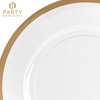 image:imagePARTY BARGAINS 13Inch Charger Plates  8 Pack Organic Collection Black Gold Rim HeavyDuty Disposable Chargers for Elegant Dining  Ideal for Weddings and Formal EventsA Clear with Gold Rim