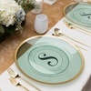 image:imagePARTY BARGAINS 13Inch Charger Plates  8 Pack Organic Collection Black Gold Rim HeavyDuty Disposable Chargers for Elegant Dining  Ideal for Weddings and Formal EventsGreen With Gold Rim