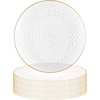 image:imagePARTY BARGAINS 13Inch Charger Plates  8 Pack Organic Collection Black Gold Rim HeavyDuty Disposable Chargers for Elegant Dining  Ideal for Weddings and Formal EventsHammered Clear Gold Rim