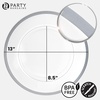 image:imagePARTY BARGAINS 13Inch Charger Plates  8 Pack Organic Collection Black Gold Rim HeavyDuty Disposable Chargers for Elegant Dining  Ideal for Weddings and Formal EventsSilver Rim