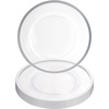 image:imagePARTY BARGAINS 13Inch Charger Plates  8 Pack Organic Collection Black Gold Rim HeavyDuty Disposable Chargers for Elegant Dining  Ideal for Weddings and Formal EventsSilver Rim