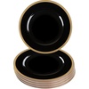 image:imagePARTY BARGAINS 13Inch Charger Plates  8 Pack Organic Collection Black Gold Rim HeavyDuty Disposable Chargers for Elegant Dining  Ideal for Weddings and Formal EventsBlack With Gold Rim