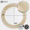image:imagePARTY BARGAINS 13Inch Charger Plates  8 Pack Organic Collection Black Gold Rim HeavyDuty Disposable Chargers for Elegant Dining  Ideal for Weddings and Formal EventsGold Textured