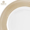 image:imagePARTY BARGAINS 13Inch Charger Plates  8 Pack Organic Collection Black Gold Rim HeavyDuty Disposable Chargers for Elegant Dining  Ideal for Weddings and Formal EventsGold Textured