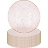 image:imagePARTY BARGAINS 13Inch Charger Plates  8 Pack Organic Collection Black Gold Rim HeavyDuty Disposable Chargers for Elegant Dining  Ideal for Weddings and Formal EventsHammered Pink Gold Rim