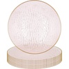 image:imagePARTY BARGAINS 13Inch Charger Plates  8 Pack Organic Collection Black Gold Rim HeavyDuty Disposable Chargers for Elegant Dining  Ideal for Weddings and Formal EventsHammered Pink Gold Rim