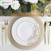 image:imagePARTY BARGAINS 13Inch Charger Plates  8 Pack Organic Collection Black Gold Rim HeavyDuty Disposable Chargers for Elegant Dining  Ideal for Weddings and Formal EventsGold Textured