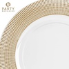image:imagePARTY BARGAINS 13Inch Charger Plates  8 Pack Organic Collection Black Gold Rim HeavyDuty Disposable Chargers for Elegant Dining  Ideal for Weddings and Formal EventsGold Textured