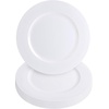 image:imagePARTY BARGAINS 13Inch Charger Plates  8 Pack Organic Collection Black Gold Rim HeavyDuty Disposable Chargers for Elegant Dining  Ideal for Weddings and Formal EventsA White