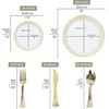 image:imagePARTY BARGAINS 250 Disposable Dinner Set for 50 Guest  Gold Spiral 50 Each 10 Dinner Plates 7 SaladDessert Plates Forks Knives Spoons for Wedding Receptions Banquets Buffets