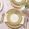 image:imagePARTY BARGAINS 250 Disposable Plastic Dinnerware Set for 50 Guest  Gold Lace 50 Each 10 Dinner Plates 7 SaladDessert Plates Forks Knives Spoons for Weddings Bridal Showers Birthday