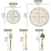 image:imagePARTY BARGAINS 250 Disposable Plastic Dinnerware Set for 50 Guest  Gold Lace 50 Each 10 Dinner Plates 7 SaladDessert Plates Forks Knives Spoons for Weddings Bridal Showers Birthday