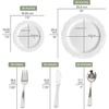 image:imagePARTY BARGAINS 250 Disposable Plastic Dinnerware Set for 50 Guest  Vintage White 50 Each 10 Dinner Plates 7 SaladDessert Plates Forks Knives Spoons for Weddings Bridal Showers Birthday