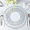 image:imagePARTY BARGAINS Disposable Plastic Set  10 Dinner Plates 7 SaladDessert Plates Forks Knives Spoons Weddings Bridal Showers Birthday 250Set Silver Lace