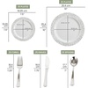 image:imagePARTY BARGAINS Disposable Plastic Set  10 Dinner Plates 7 SaladDessert Plates Forks Knives Spoons Weddings Bridal Showers Birthday 250Set Silver Lace