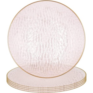 image:imagePARTY BARGAINS 13Inch Charger Plates  8 Pack Organic Collection Black Gold Rim HeavyDuty Disposable Chargers for Elegant Dining  Ideal for Weddings and Formal EventsHammered Pink Gold Rim
