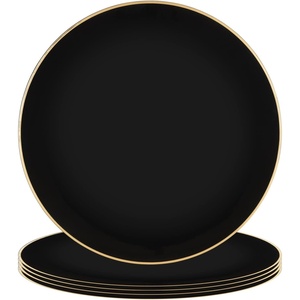 image:imagePARTY BARGAINS 13Inch Charger Plates  8 Pack Organic Collection Black Gold Rim HeavyDuty Disposable Chargers for Elegant Dining  Ideal for Weddings and Formal EventsHammered Black Gold Rim