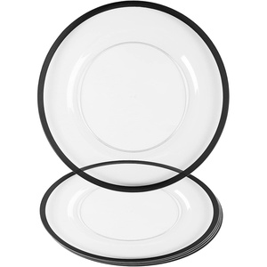 image:imagePARTY BARGAINS 13Inch Charger Plates  8 Pack Organic Collection Black Gold Rim HeavyDuty Disposable Chargers for Elegant Dining  Ideal for Weddings and Formal EventsBlack Rim