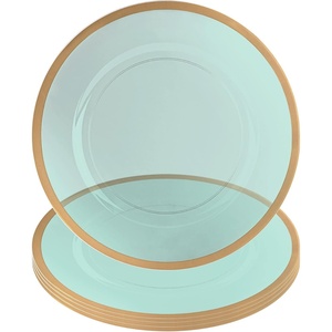 image:imagePARTY BARGAINS 13Inch Charger Plates  8 Pack Organic Collection Black Gold Rim HeavyDuty Disposable Chargers for Elegant Dining  Ideal for Weddings and Formal EventsGreen With Gold Rim