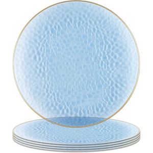 image:imagePARTY BARGAINS 13Inch Charger Plates  8 Pack Organic Collection Black Gold Rim HeavyDuty Disposable Chargers for Elegant Dining  Ideal for Weddings and Formal EventsHammered Blue Gold Rim