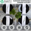 image:imagePARTY BARGAINS Disposable Plastic Cutlery Set 40 Piece Infinity Design Flatware Heavy Duty 16 Forks 8 Knives 16 Spoons for Weddings Events Catering Black Gold