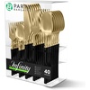 image:imagePARTY BARGAINS Disposable Plastic Cutlery Set 40 Piece Infinity Design Flatware Heavy Duty 16 Forks 8 Knives 16 Spoons for Weddings Events Catering Black Gold