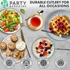 image:imagePARTY BARGAINS Disposable Plastic Cutlery Set 40 Piece Infinity Design Flatware Heavy Duty 16 Forks 8 Knives 16 Spoons for Weddings Events Catering Black Gold