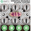 image:imagePARTY BARGAINS Plastic Cutlery Set 40 Pc Black Disposable HeavyDuty Flatware  Includes 16 Forks 8 Knives amp 16 Spoons for Parties Weddings BBQs Events  Elegant amp Durable Plastic Utensils