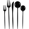 image:imagePARTY BARGAINS Plastic Cutlery Set 40 Pc Black Disposable HeavyDuty Flatware  Includes 16 Forks 8 Knives amp 16 Spoons for Parties Weddings BBQs Events  Elegant amp Durable Plastic Utensils
