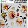 image:imagePARTY BARGAINS Plastic Cutlery Set 40 Pc Black Disposable HeavyDuty Flatware  Includes 16 Forks 8 Knives amp 16 Spoons for Parties Weddings BBQs Events  Elegant amp Durable Plastic Utensils
