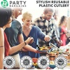 image:imageParty Bargains Disposable Plastic Black Cutlery Set Infinity Modern Design Utensils 40 Pack 16 Forks 8 Knives 16 Spoons