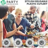 image:imageParty Bargains Disposable Plastic Silver Cutlery Set Infinity Modern Design Utensils 40 Pack 16 Forks 8 Knives 16 Spoons