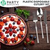image:imageParty Bargains Disposable Plastic Silver Cutlery Set Infinity Modern Design Utensils 40 Pack 16 Forks 8 Knives 16 Spoons