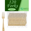 image:imageParty Bargains Disposable Plastic Silverware Flatware Forks  Durable amp Elegant Stylish Polished Gold Cutlery  Pack of 120