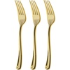 image:imageParty Bargains Disposable Plastic Silverware Flatware Forks  Durable amp Elegant Stylish Polished Gold Cutlery  Pack of 120