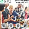 image:imageParty Bargains Disposable Plastic White Cutlery Set Infinity Modern Design Utensils 40 Pack 16 Forks 8 Knives 16 Spoons