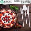 image:imageParty Bargains Disposable Plastic White Cutlery Set Infinity Modern Design Utensils 40 Pack 16 Forks 8 Knives 16 Spoons