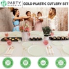 image:imageParty Bargains Plastic Silverware Set 40 Pc Novelty Design Gold 16 Forks 8 Knives 16 Spoons Disposable Cutlery Modern Flatware Utensils Place Settings Dinner Dessert Entrees