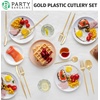 image:imageParty Bargains Plastic Silverware Set 40 Pc Novelty Design Gold 16 Forks 8 Knives 16 Spoons Disposable Cutlery Modern Flatware Utensils Place Settings Dinner Dessert Entrees