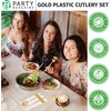 image:imageParty Bargains Plastic Silverware Set 40 Pc Novelty Design Gold 16 Forks 8 Knives 16 Spoons Disposable Cutlery Modern Flatware Utensils Place Settings Dinner Dessert Entrees
