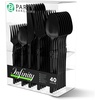 image:imageParty Bargains Disposable Plastic Black Cutlery Set Infinity Modern Design Utensils 40 Pack 16 Forks 8 Knives 16 Spoons