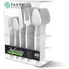 image:imageParty Bargains Disposable Plastic White Cutlery Set Infinity Modern Design Utensils 40 Pack 16 Forks 8 Knives 16 Spoons
