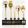 image:imageParty Bargains Plastic Silverware Set 40 Pc Novelty Design Gold 16 Forks 8 Knives 16 Spoons Disposable Cutlery Modern Flatware Utensils Place Settings Dinner Dessert Entrees