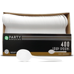 image:imageBlue Sky 400Piece Disposable Plastic Knive Set WhiteSoup Spoons  1 Pack