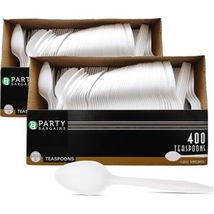 image:imageBlue Sky 400Piece Disposable Plastic Knive Set WhiteTea Spoons  2 Pack